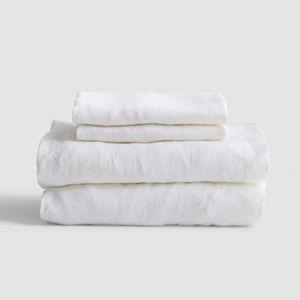 European Linen Sheet Set in White