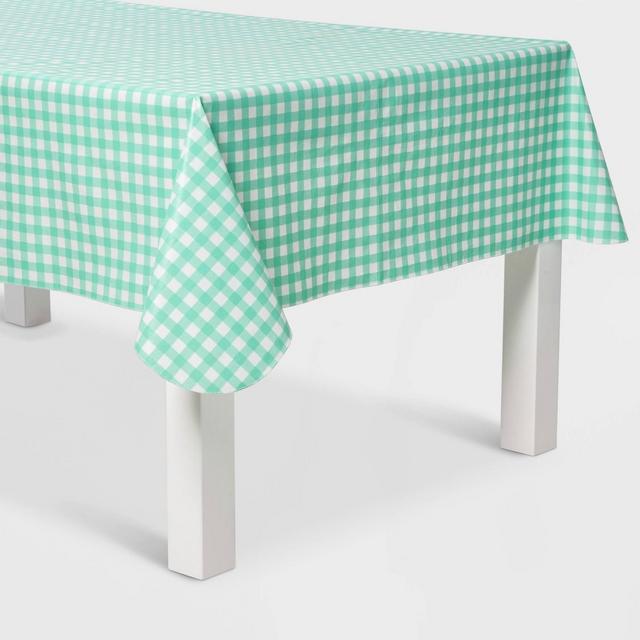 84" x 60" Gingham Print Tablecover Aqua - Sun Squad™