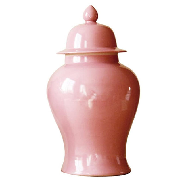 ZHOUXIAO Vintage Ceramic Vases Ginger Jar with Lid, Multicolour Porcelain Jar Temple Jars with Lid Centerpiece Containers Vases Ornament Floral Arrangement Bedroom Cafe Decor Pink-M