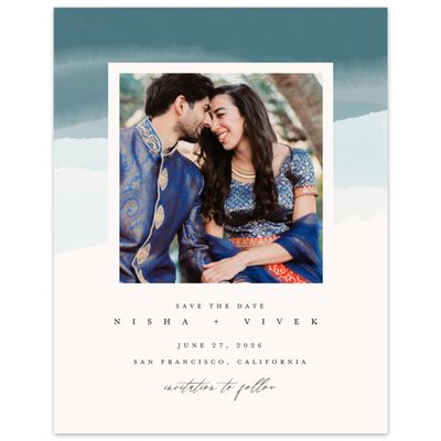Grayed Teal, Blue Wedding Digital Save the Date - Halloway Photo