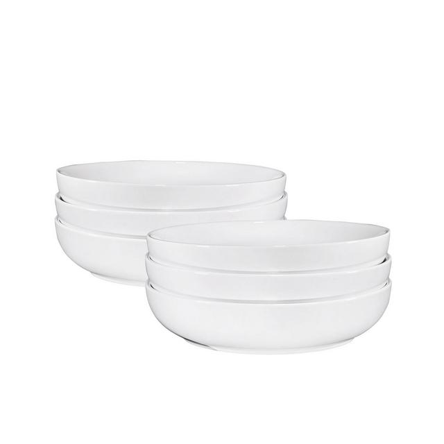 Bruntmor Salad, Cereal and Pasta Bowls, Shallow Dinner Bowls 24 oz, Set of 6