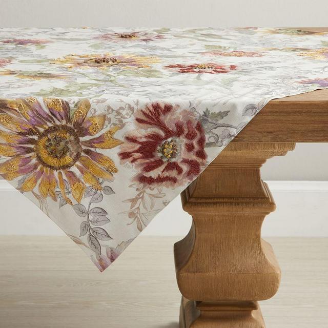 Autumnal Floral Cotton/Linen Table Throw