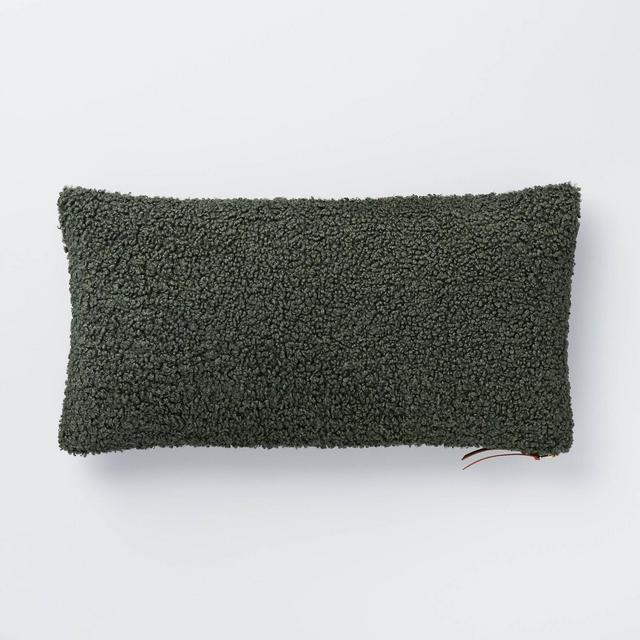 Oversized Boucle Lumbar Throw Pillow with Exposed Zipper Green - Threshold™ designed with Studio McGee
