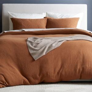 Organic Airy Gauze Duvet Cover Set | Quince in Terracotta