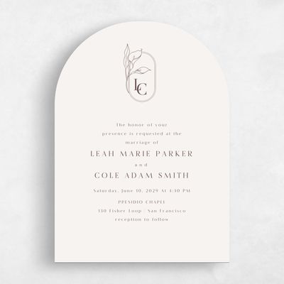 Beige Arch Wedding Invitation - Arum Portrait