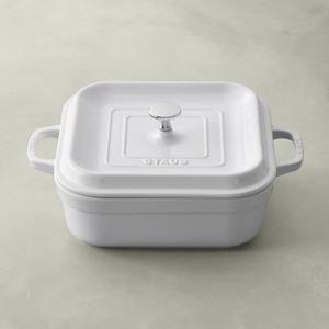 Staub Stoneware Square Covered Baker, 9" x 9", White