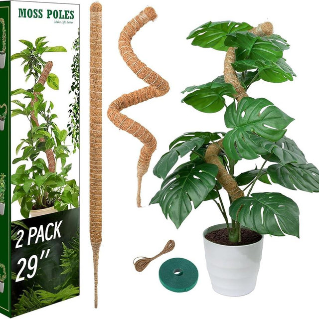 2 Pack Moss Pole, LveSunny 29 Inch Bendable Moss Pole Monstera Plant Support, More Flexible and Corrosion-Resistant Moss Poles for Climbing Plants, Suitable for Potted Plants
