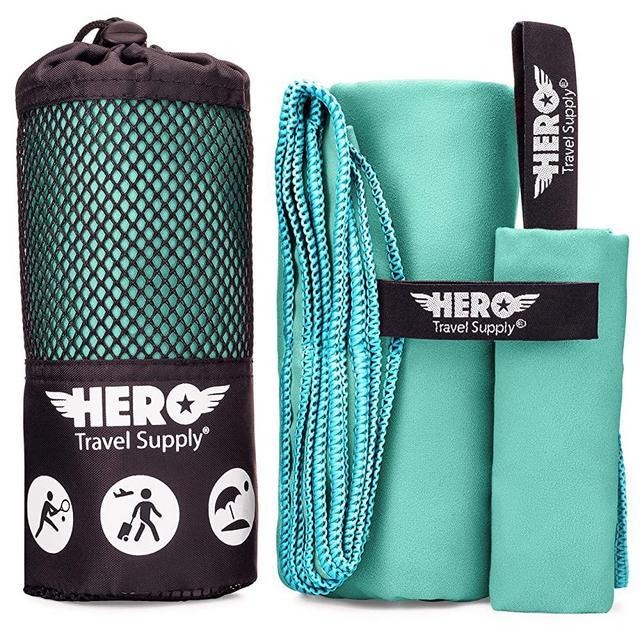 Hero Microfiber Towel for Travel, Camping, Backpacking, Beach, Gym – 24” x 48” (Includes Bonus Washcloth)
