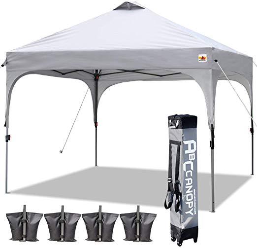ABCCANOPY Canopy Tent 10x10 Pop Up Canopy Outdoor Canopies Portable Tent Popup Beach Canopy Shade Canopy Tent with Wheeled Carry Bag Bonus 4 Weight Bags, 4 x Ropes& 4 x Stakes, Gray