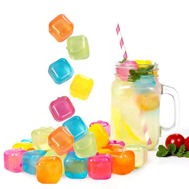 Reusable Ice Cube Plastic Ice Cubes 25 Pack Colorful Refreezable Ice Cubes for drinks, Whiskey, Vodka or Coffee, Washable Non-Melting Ice Cubes Non-Diluting