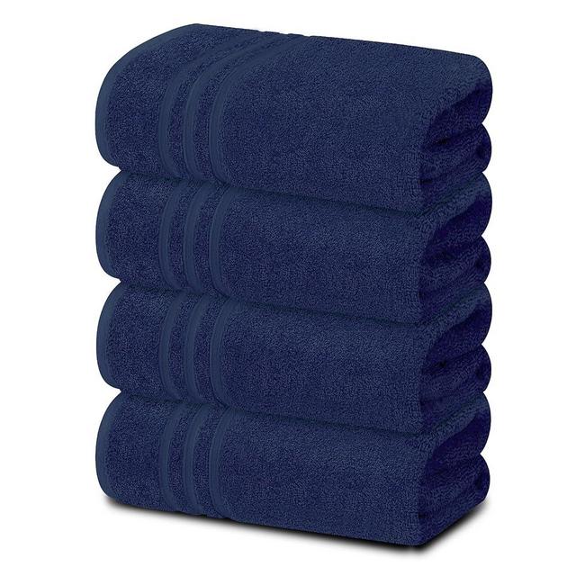 Tens Towels 4 Piece Bath Towels Set, 100% Cotton, 27 inches x 54 inches, Perfect Everyday Shower Towels, Light Weight, Quick Dry Towels for Your Bathroom (NAVY)