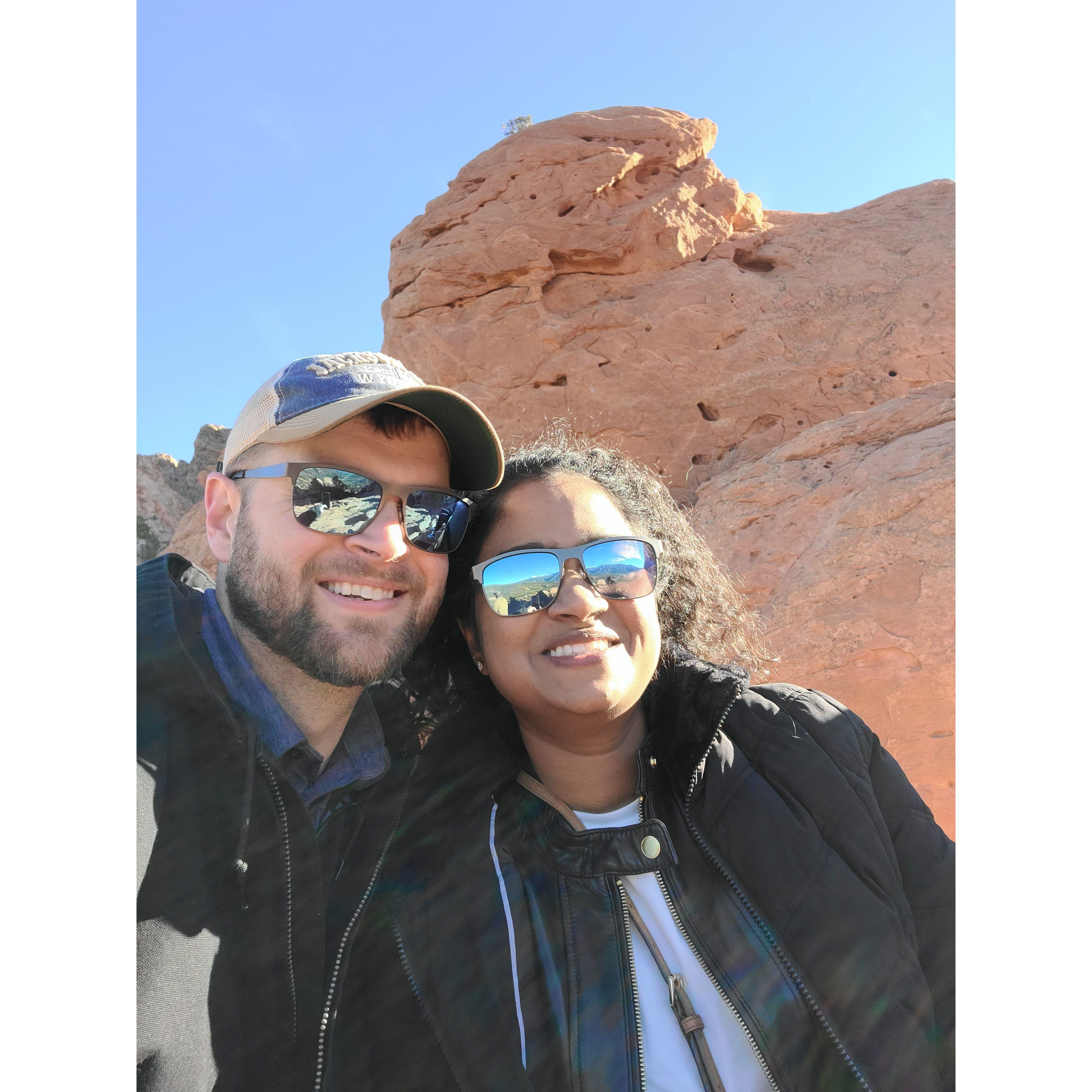The day after I proposed, visited a park in Colorado Springs.
