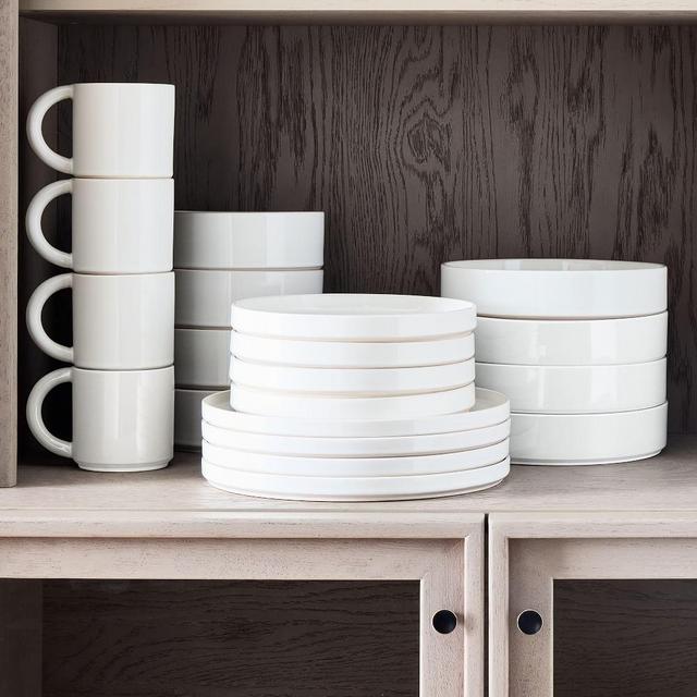 Straight Sided Nested Dinnerware, White, Set of 20, BOM