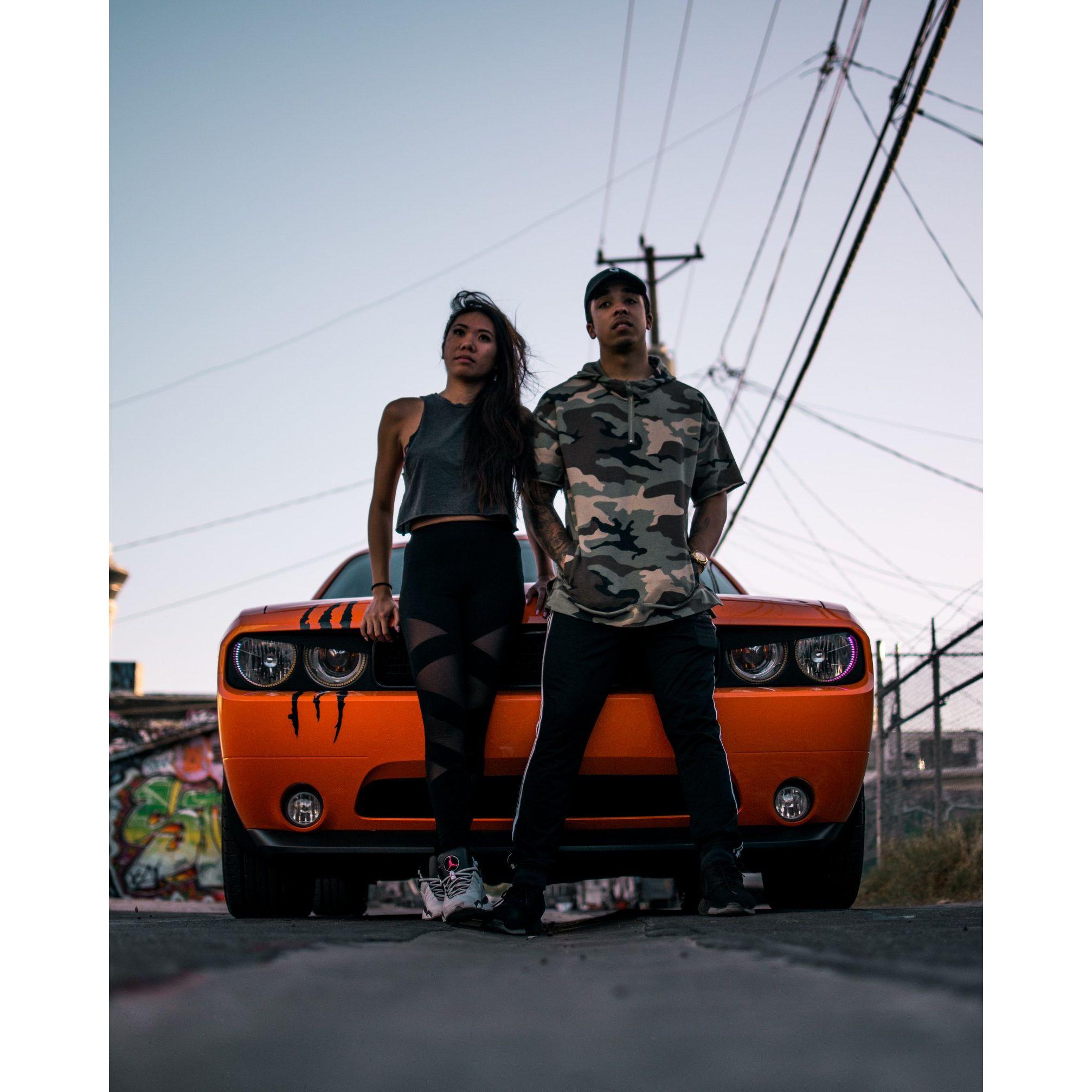 The start of our many fun photoshoots together. Of course had to show off Spencer's car!