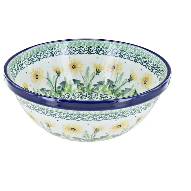 Blue Rose Polish Pottery Dandelion Cereal/Soup Bowl