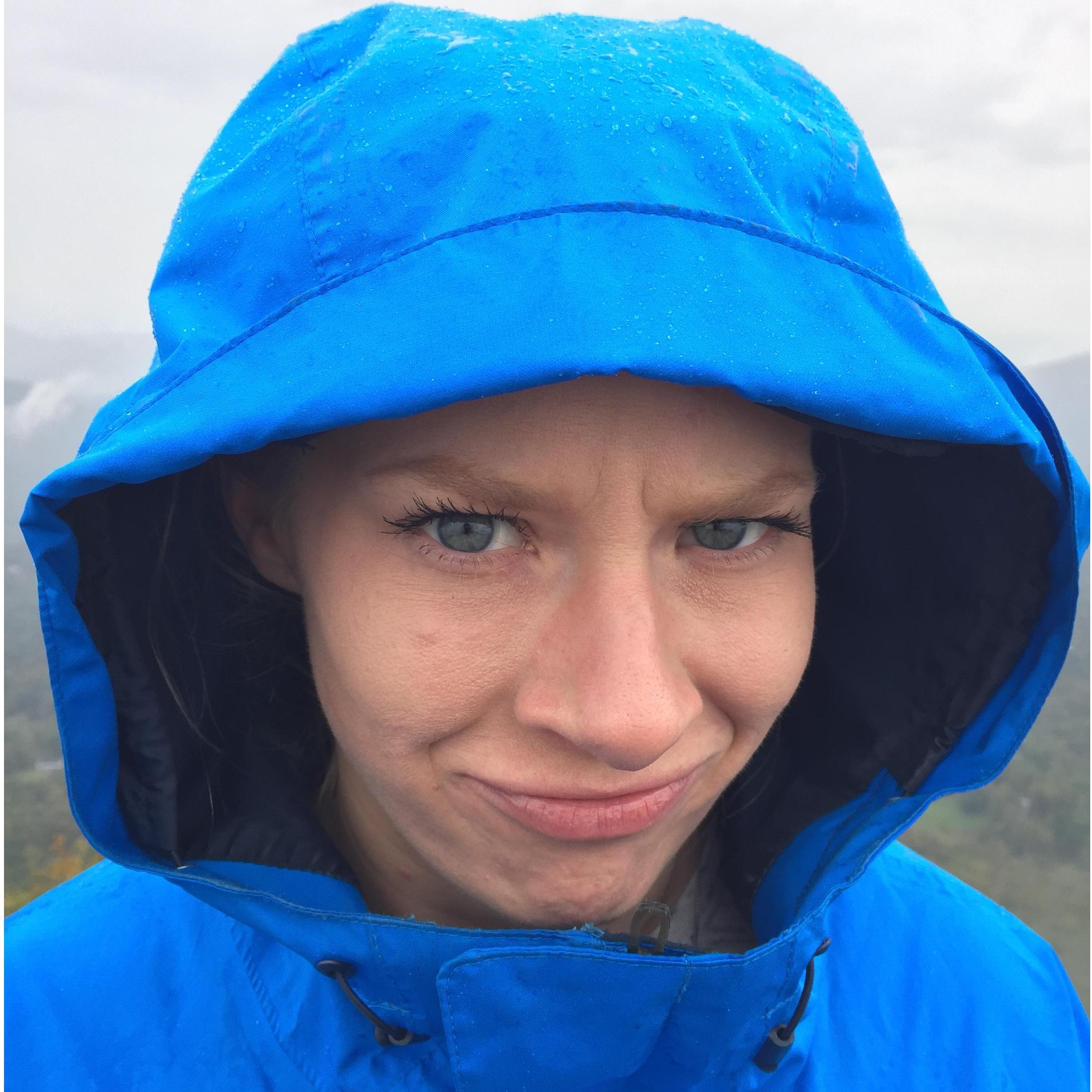 Hiking in the North Georgia mountains. I let Nicole borrow my jacket that was supposed to be waterproof (apparently not).