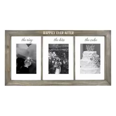 Wedding 3-Opening 4-Inch x 6-Inch Float Frame in Grey