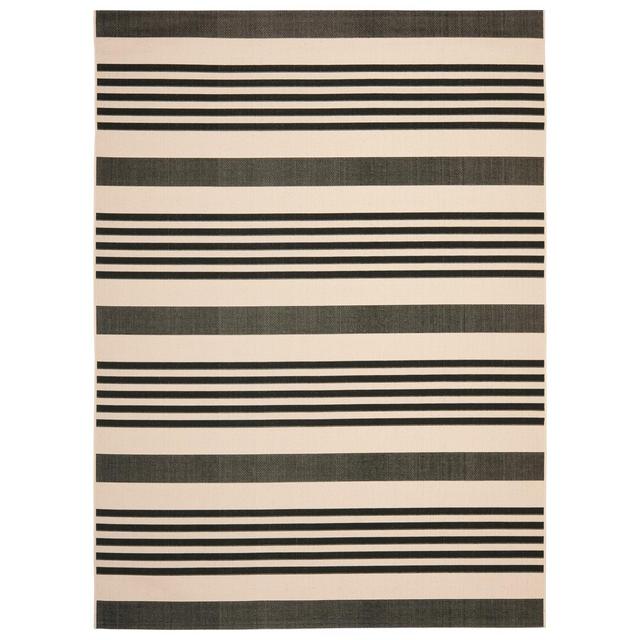 8'X11' Rectangle Santorini Outer Patio Rug Black/Bone - Safavieh