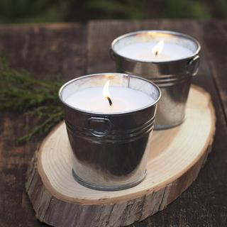 Filled Pail Outdoor Citronella Candles, Set of 2