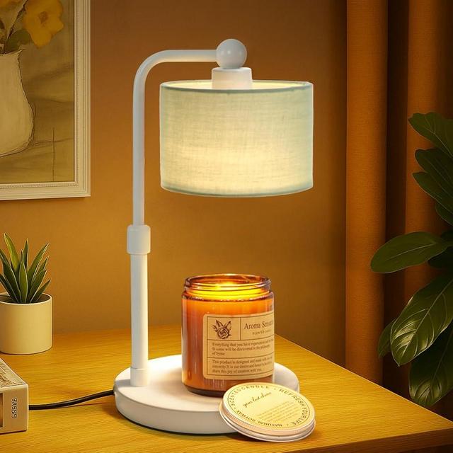 Candle Warmer Lamp with Timer, Dimmable Candle Wax Warmer, Height Adjustable Electric Candle Lamp Warmer with 2 Bulbs, Gifts Idea for Women Her, Mom, Vintage Home Decor for Bedroom-Mint Green