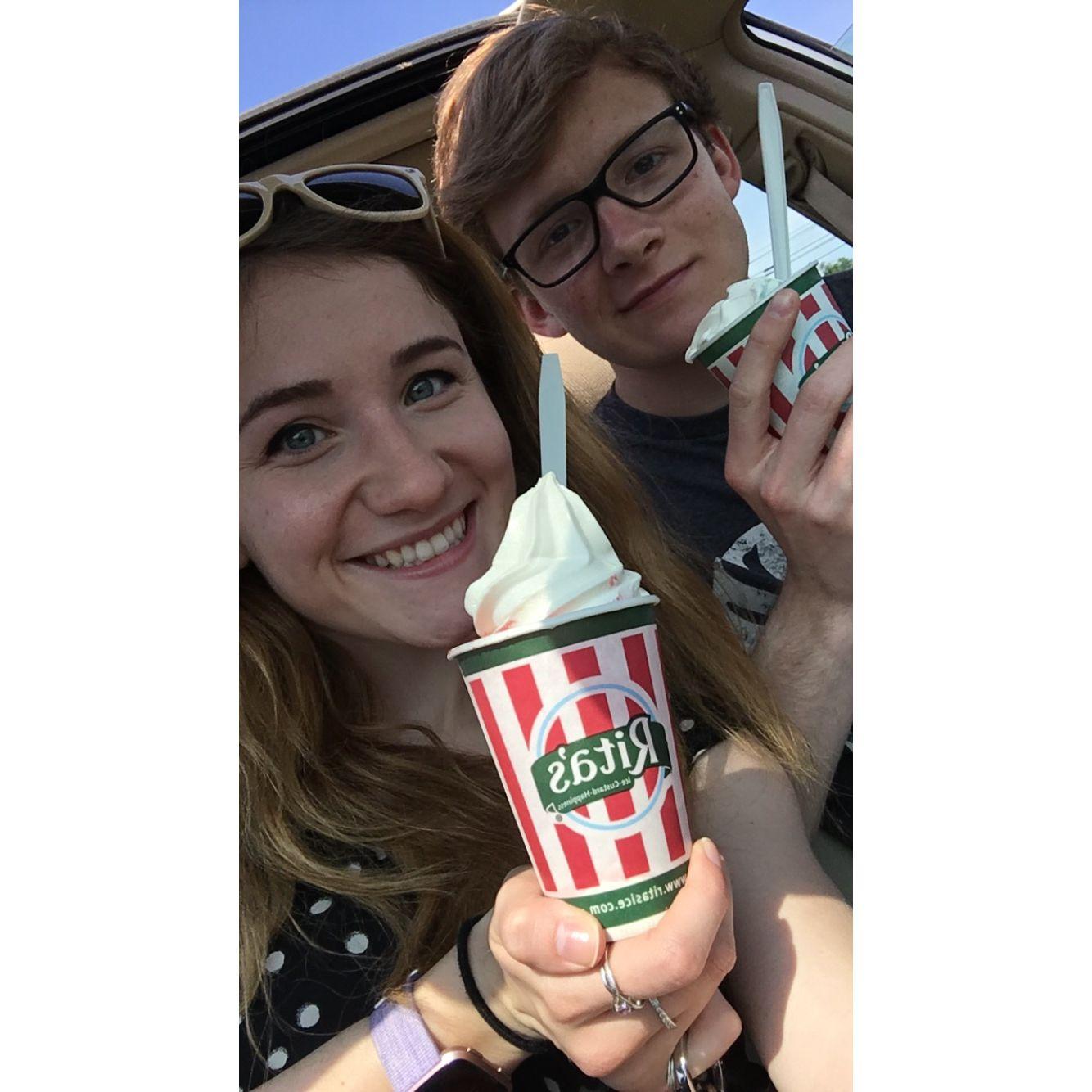 Teddy's first Rita's experience