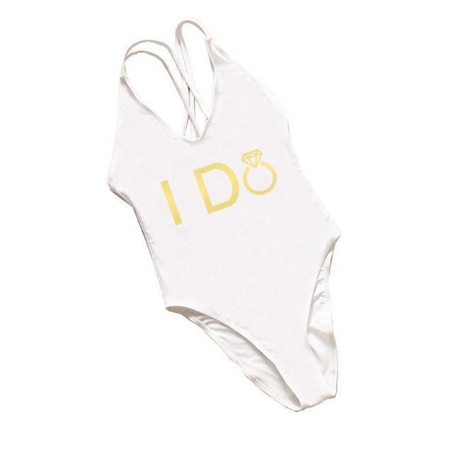 White and Gold I Do All in one Swimsuit Bathing Costume Bachelorette Boat Party Bride to be Gift Beach Party