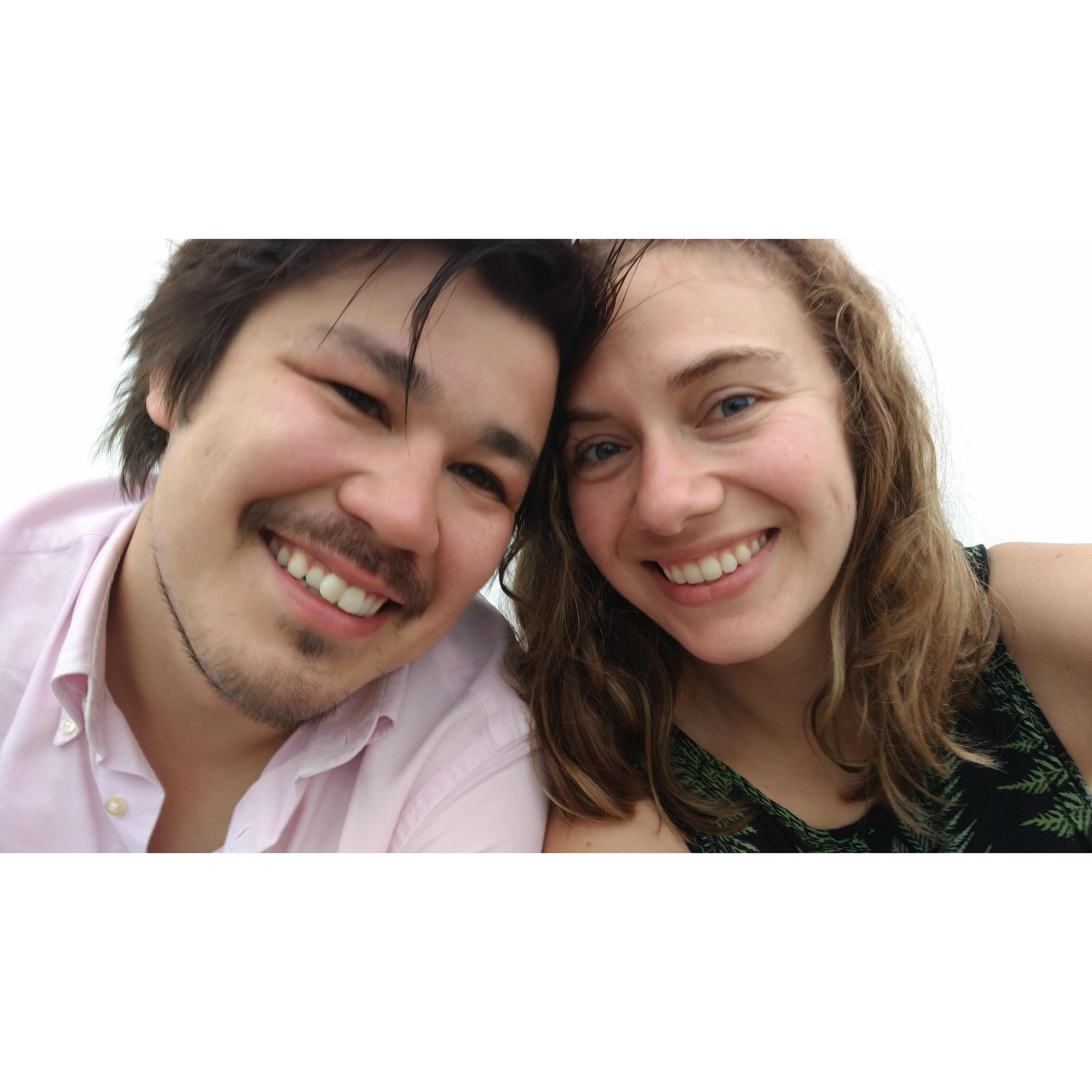 Just a few hours after we got engaged, we saw the very first sunrise of 2020 at the East Cape Lighthouse, and snuck in this selfie too.