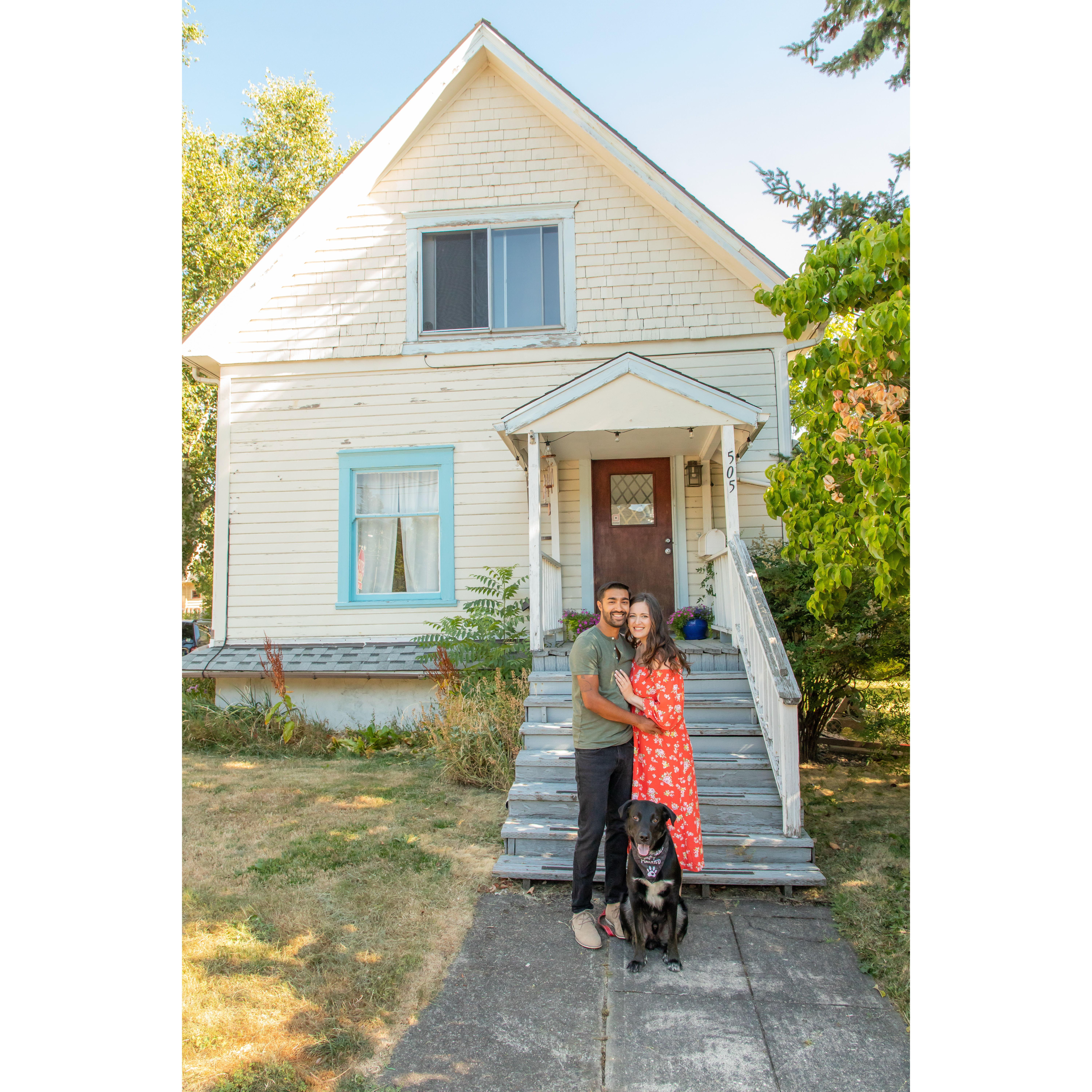 We moved in together! Old, rented, and rickety but a happy place to be a family for the first time.