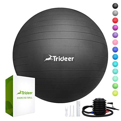 Trideer Exercise Ball (45-85cm) Extra Thick Yoga Ball Chair, Anti-Burst Heavy Duty Stability Ball Supports 2200lbs, Birthing Ball with Quick Pump (Office & Home & Gym)