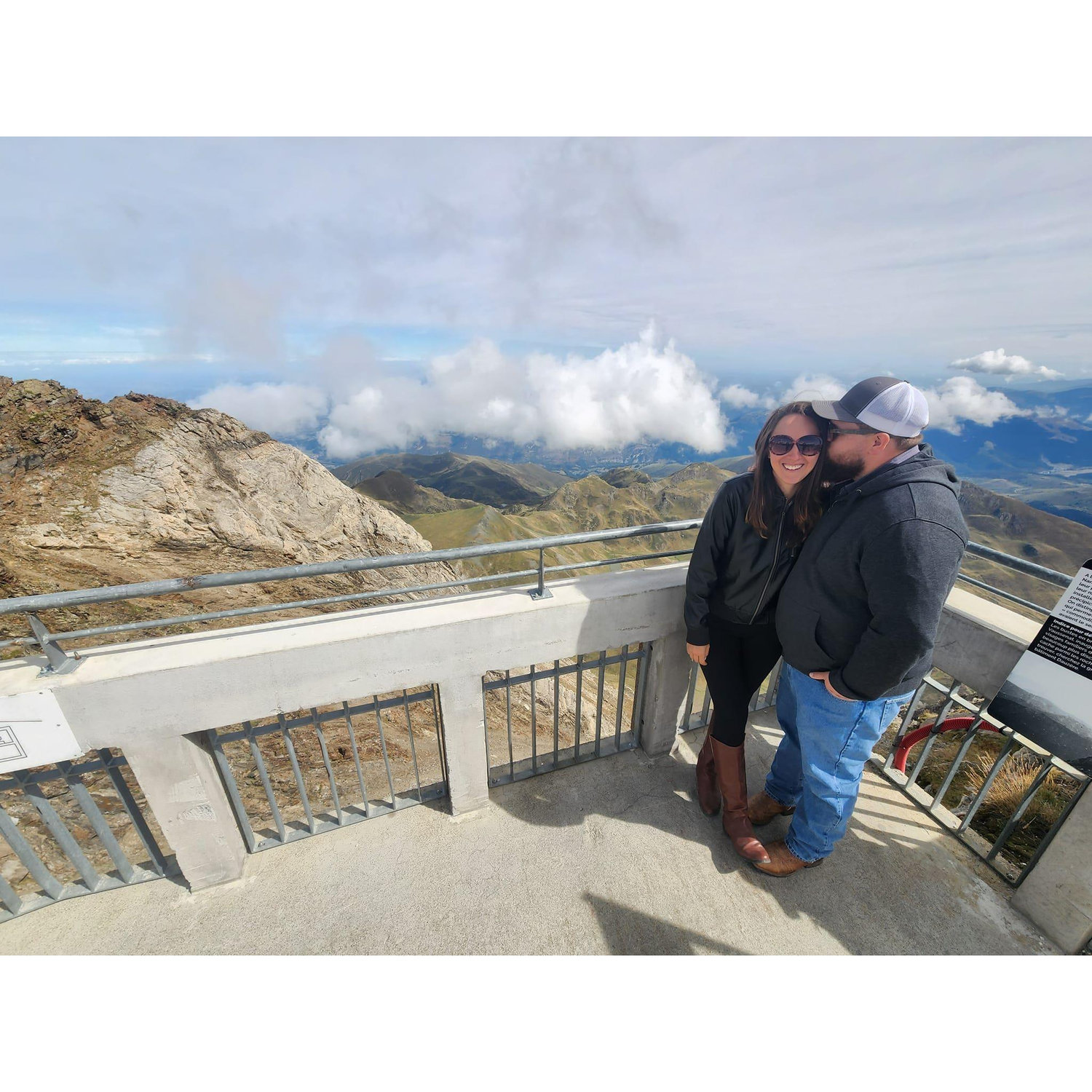 Standing on top of the mountain top of Pic du Midi in France