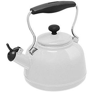 Chantal 37-VINT WT Enamel on Steel Vintage Teakettle, 1.7 quart, White