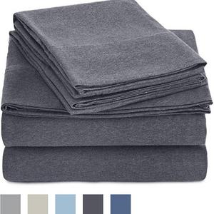 AmazonBasics Heather Jersey Sheet Set - King, Dark Gray