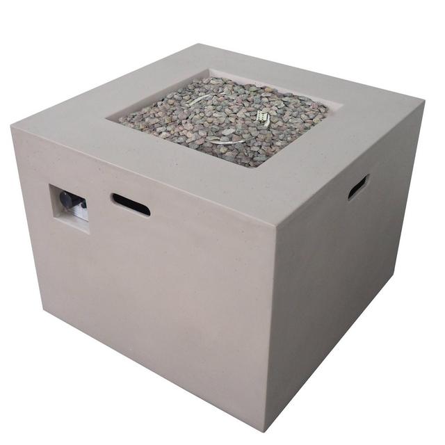 Aidan Square 31" Lightweight Concrete Gas Fire Pit - Light Gray - Christopher Knight Home