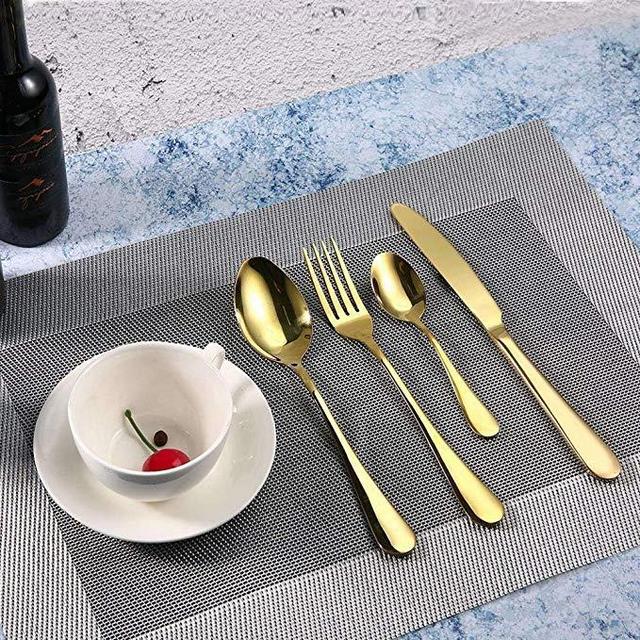 Silverware Set, Modern Royal 24-Pieces Gold Stainless Steel Flatware