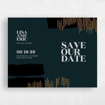 Dark Teal, Green Wedding Save the Date - Braunfels Stroke