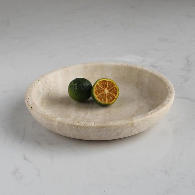 Natural Travertine Ring Dish Jewelry Tray 5.5" for Women, Marble Trinket Dish for Key Earring Nightstand, Mother's Day Engagement Birthday Gift (Beige Travertine)
