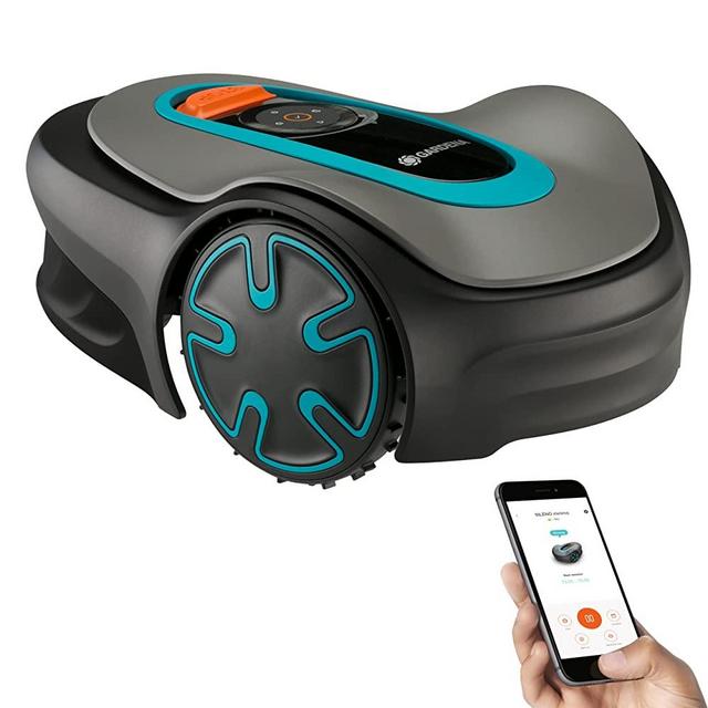 GARDENA 15201-20 SILENO Minimo - Automatic Robotic Lawn Mower, with Bluetooth app and Boundary Wire, The quietest in its Class, for lawns up to 2700 Sq Ft, Made in Europe, Grey