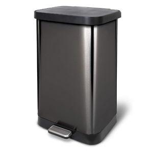 Glad 20 Gallon / 75.5 Liter Extra Capacity Stainless Steel Step Trash Can with CloroxTM Odor Protection, Pewter