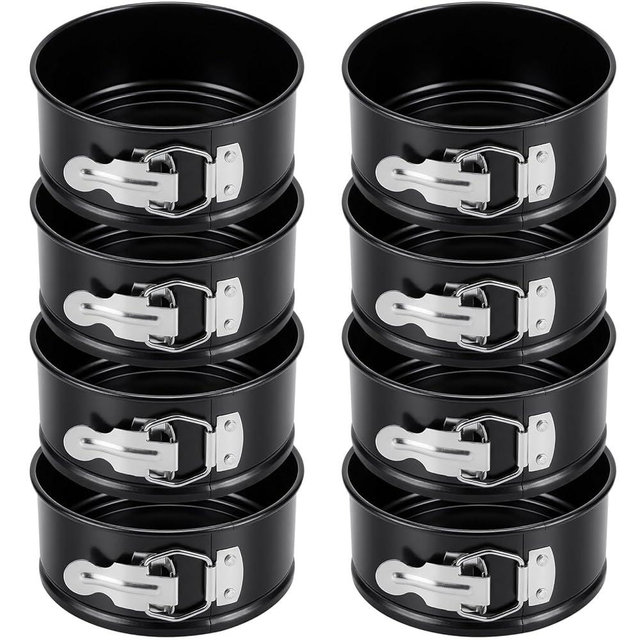 Sunnyray 8 Pcs 4 Inch Springform Pan for Baking Mini Cheesecake Pans with Removable Bottom Nonstick Leakproof Round Cake Mold Spring Form Molds for Mini Cheesecake Pizza and Quiches (Black)
