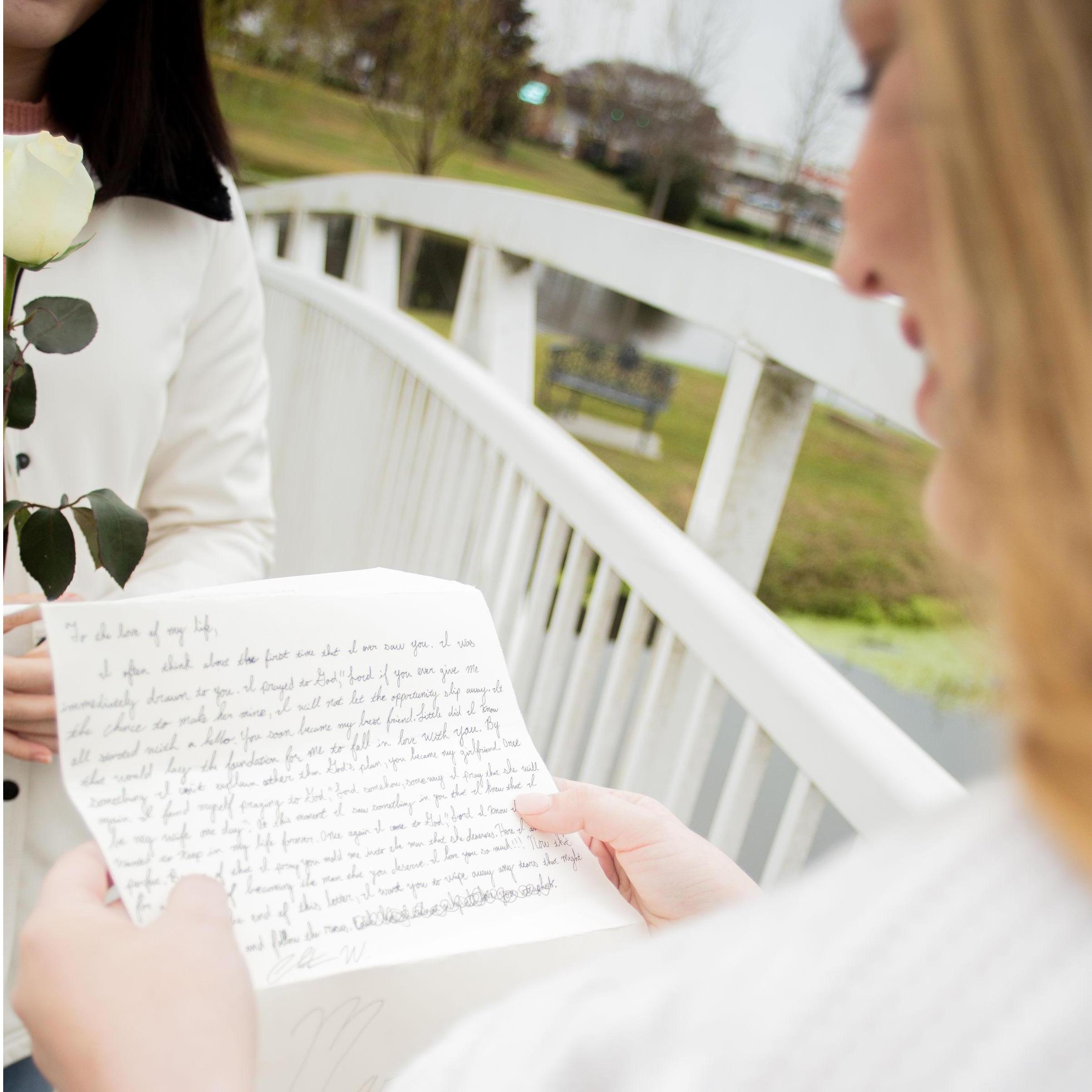 Before he proposed, our friends led me through a scavenger hunt until I found him. So, so sweet.