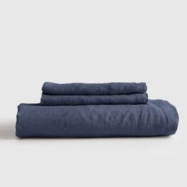 European Linen Fitted Sheet Set in Nightfall - Queen size
