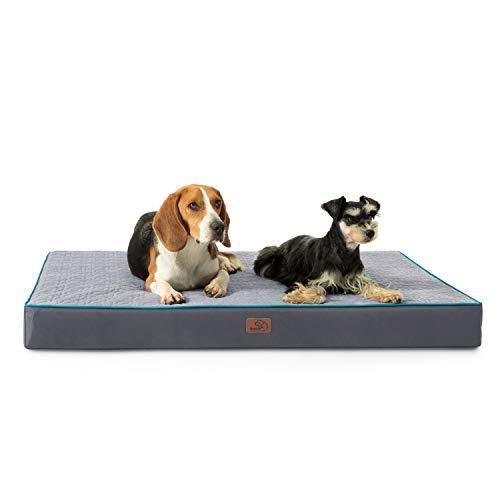 Bedsure Orthopedic Memory Foam Dog Bed for Large Dogs up to 75/100lbs, (3.5-4 inches Thick) Pet Bed Mattress with Removable Washable Cover, 2-Layer Pet Mat with Waterproof Lining Dog beds, Grey