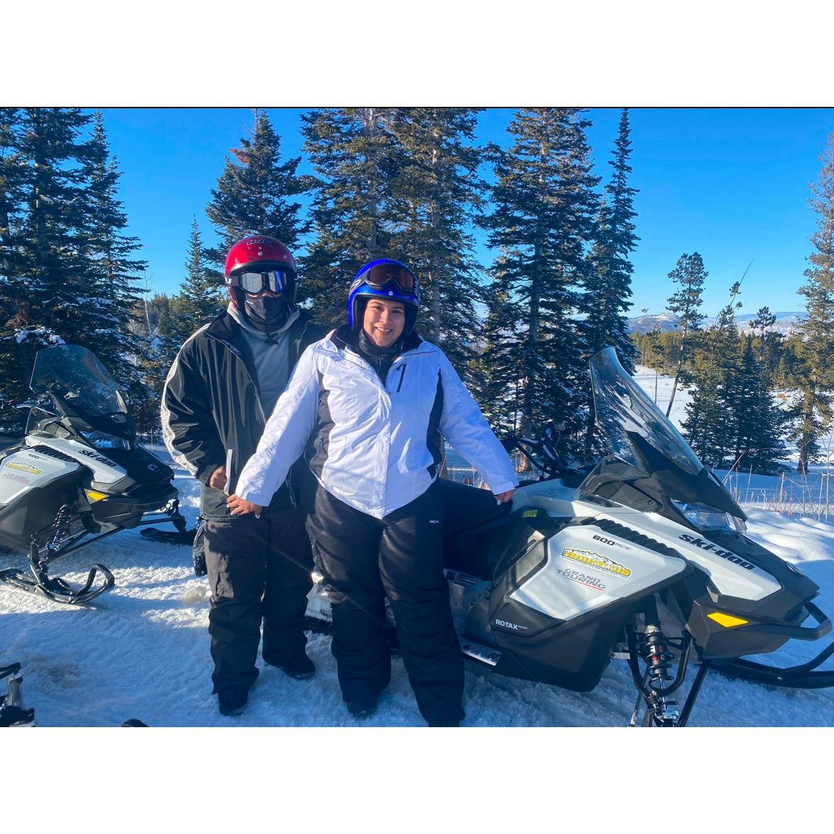 Snowmobiling in the mountains of Colorado.