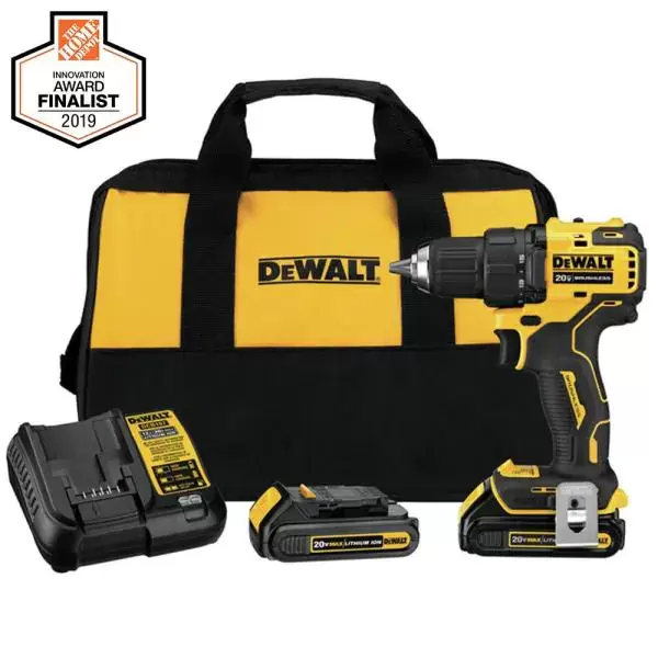 DEWALT ATOMIC 20-Volt MAX Cordless Brushless Compact 1/2 in. Drill/Driver, (2) 20-Volt 1.3Ah Batteries, Charger & Bag