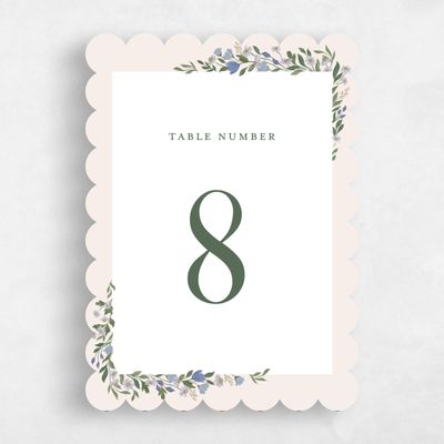 Blue Scalloped Wedding Table Number - Florentina