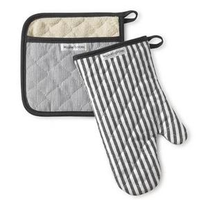 Williams Sonoma Bay Stripe Mitt & Potholder Set, Black
