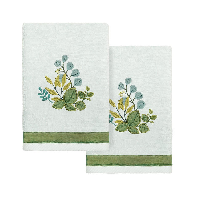 Linum Home Turkish Cotton Botanica Embellished 2-Pc. Hand Towel Set