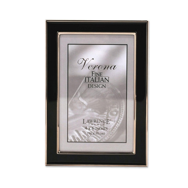 Lawrence Frames Silver Plated Metal with Black Enamel Picture Frame - 4" x 6"