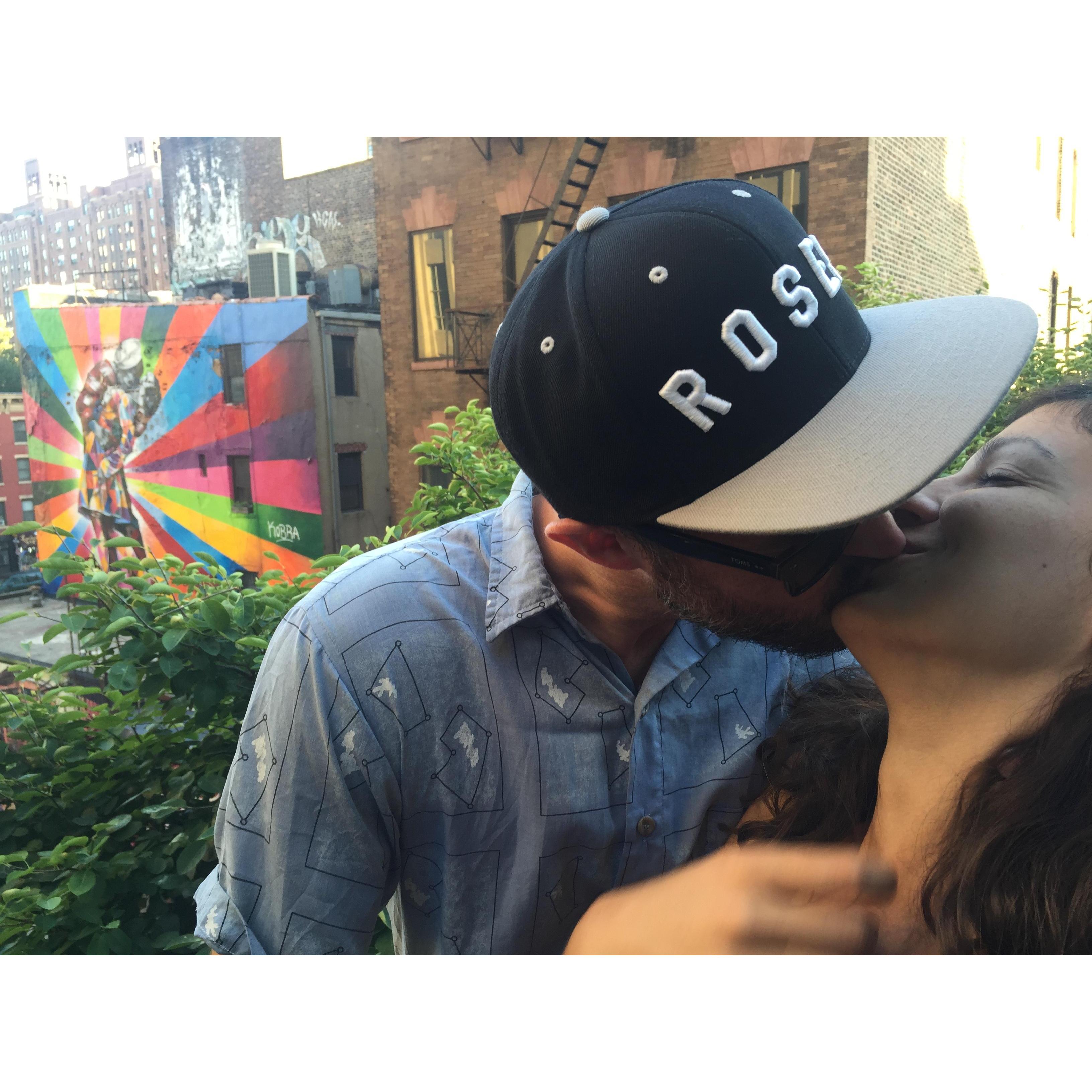 Mirroring a mural at the High Line on our first trip to New York City together / Summer 2015 / Caught by Gur Rashal