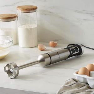 Amazon Basics Multi-Speed Immersion Hand Blender for Kitchen Mixing, Smoothies, Soups, 500 Watt Powerful, Silver